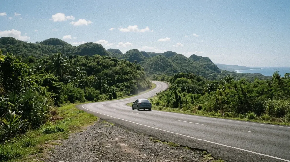 A packed rental car ready for a day trip from San Juan to Gozalandia Waterfall in San Sebastián, Puerto Rico