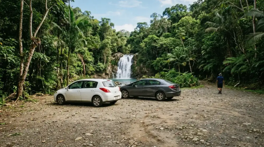 The small bridge turn off PR-446 on the route for how to get to Gozalandia Waterfall near San Sebastián, Puerto Rico